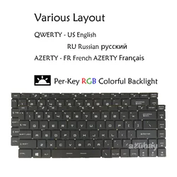 Per-Key RGB Backlit Laptop Keyboard For MSI GS65 Stealth 8SE 8SF 8SG 9SD 9SE 9SF 9SG Thin 8RE 8RF US English/ Russian/ French