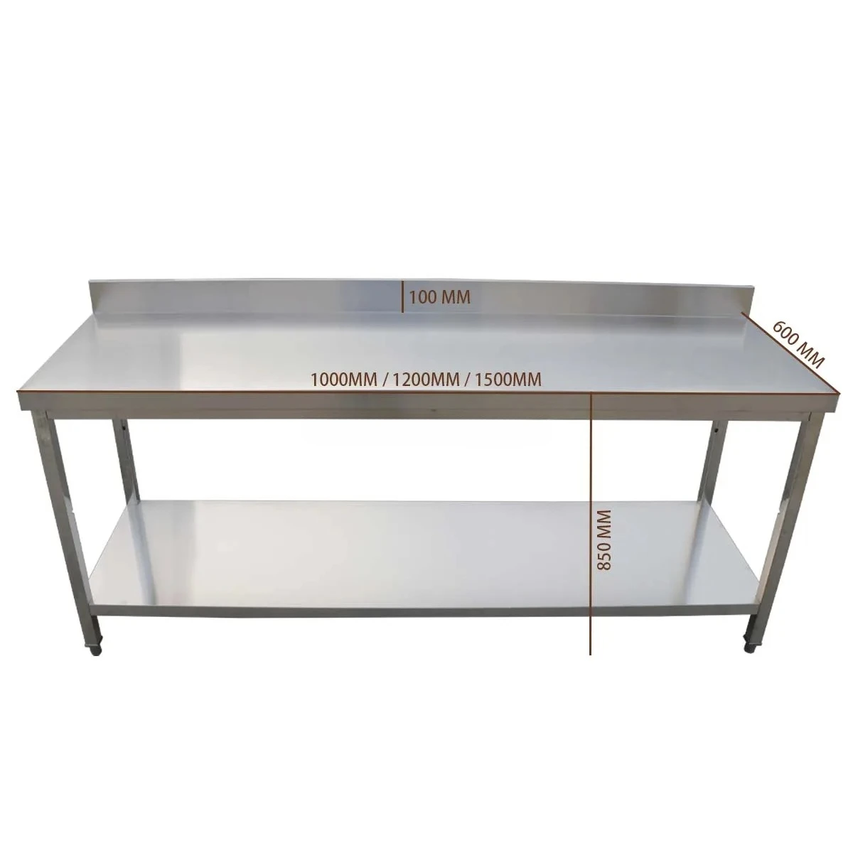 Commercial Kitchen Workbench Stainless Steel with Backsplash Hotel Restaurant
