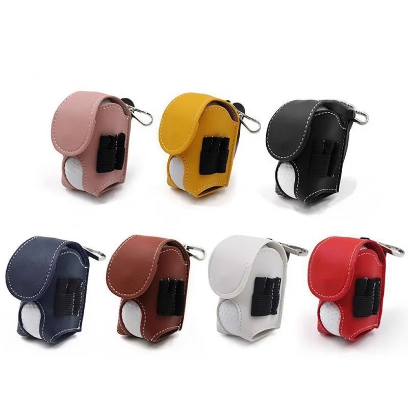 PU Leather Mini Golf Bag With Hanging Buckle Golf Practice Portable Storage Waist Bag Accessories Can be Tied To The Belt