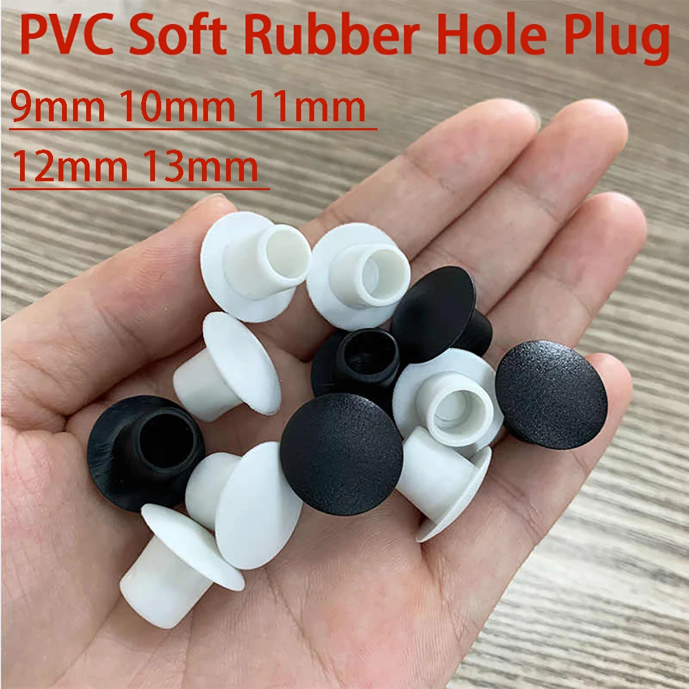 

9mm 10mm 11mm PVC Soft Rubber Hole Plug Head White/Black Dust Waterproof Cap Round Pipe Sealing Plugs Hardware Screw Covers