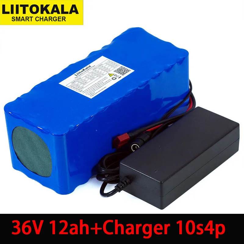 Liitokala 36V 12Ah 18650 Lithium Battery pack High Power 12000mAh Motorcycle Electric Car Bicycle Scooter with BMS+ 2A Charger