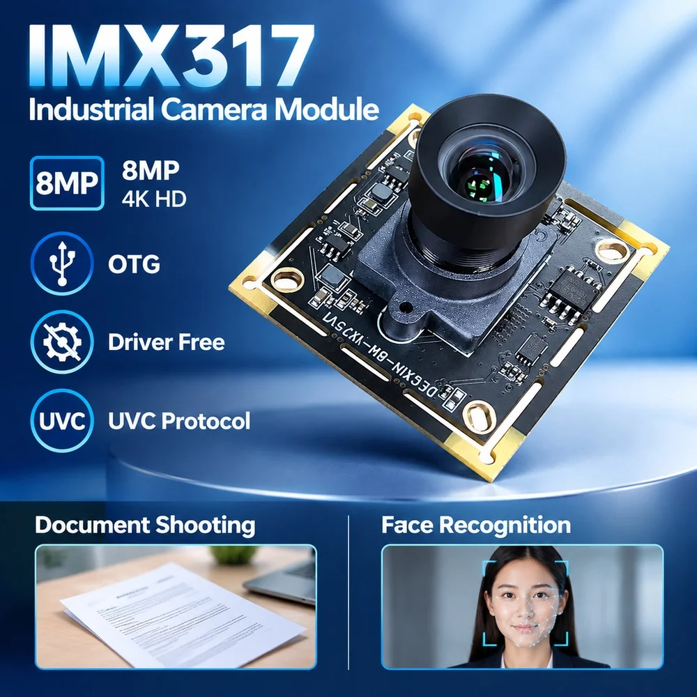 IMX317 Industrial Camera Module with 8MP 4K HD Support OTG USB Driver Free  UVC Protocol for Document Shooting Face Recognition