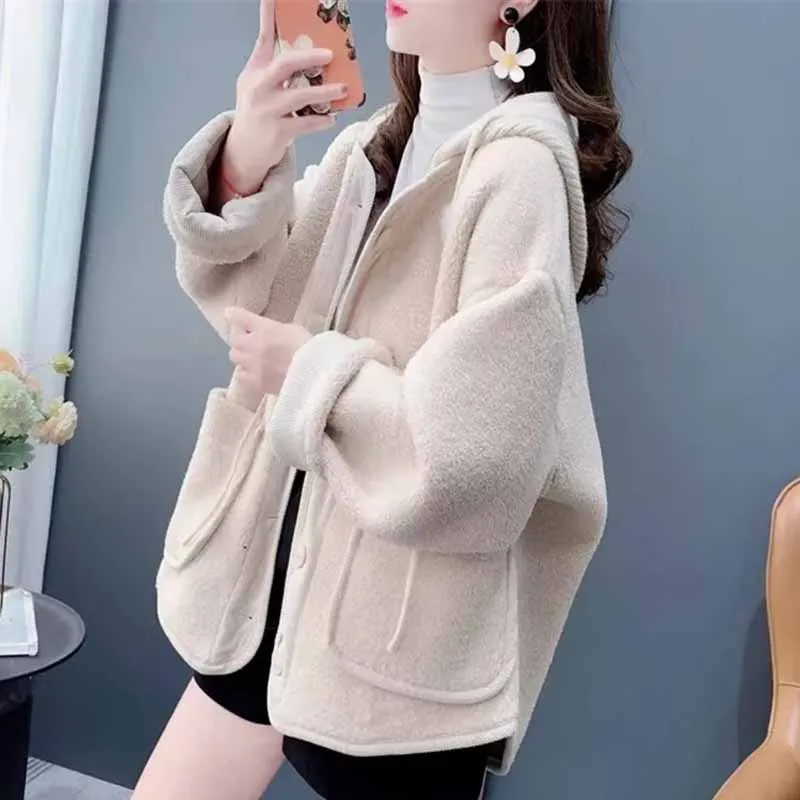 

Women Autumn And Winter New Milk Series Xiaoxiangfeng Lamb Wool Tops Jacket Female Advanced Sense Loose Fitting Thickening Coat