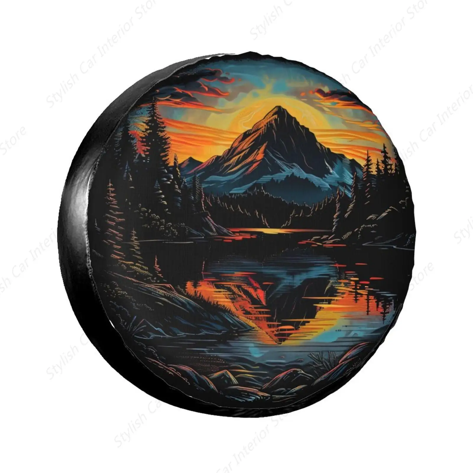 Not All Who Wander are Lost Spare Tire Cover Mountain Sun Rise 14 Inch Wheel Protector for Truck SUV Trailer Camping Rv