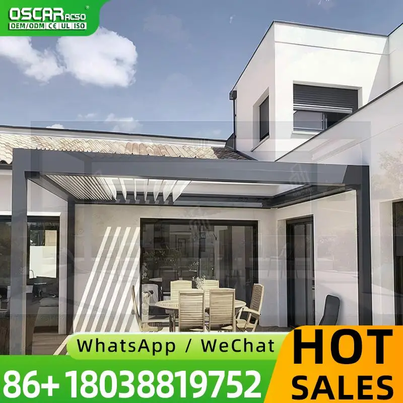 12x12 Hardtop Outdoor Remote Control Easy Assemble Retractable Aluminium Roof Bioclimatic Structure pergola