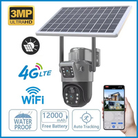 3MP+3MP IP66 WIFI Solar Camera Dual Lens Dual Screen Outdoor 4G IP Camera Solar Panel Audio PIR Security Surveillance Camera