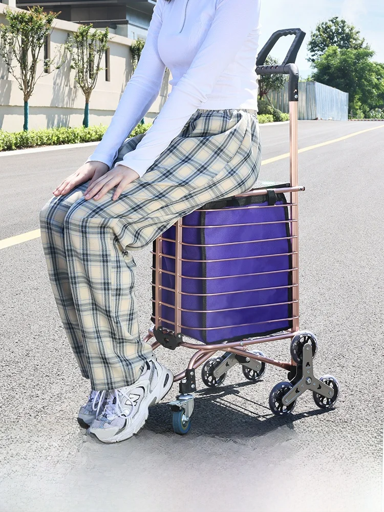 

Портативная легкая тележка из алюминиевого сплава с колесами для подъема по склонам, ручная тележка для овощей для домашнего использования