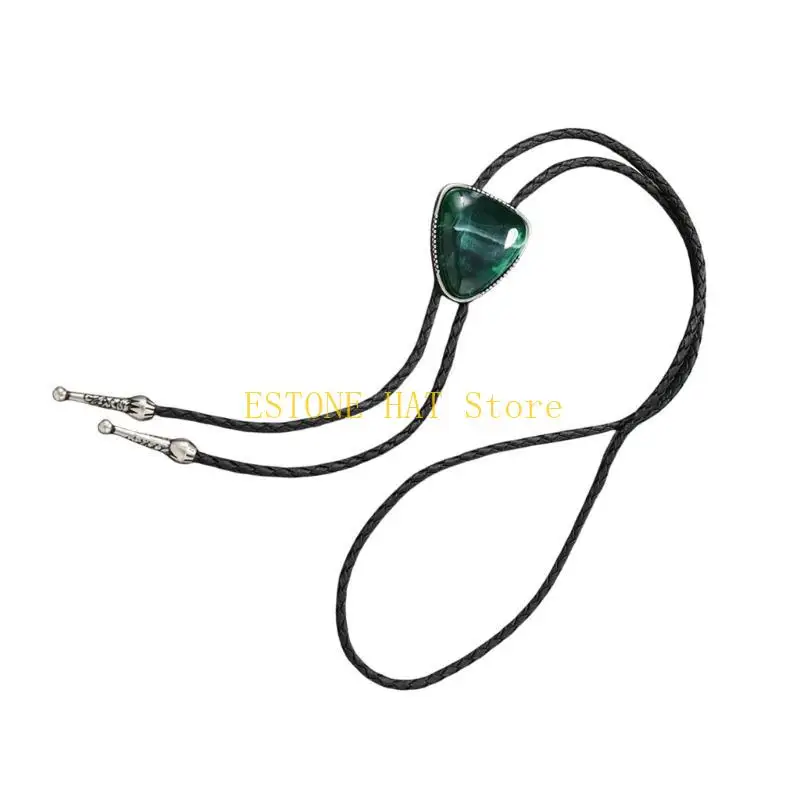 

49MF Мужской ретро треугольный галстук-боло с камнем для ковбойского костюма Западный ювелирный галстук