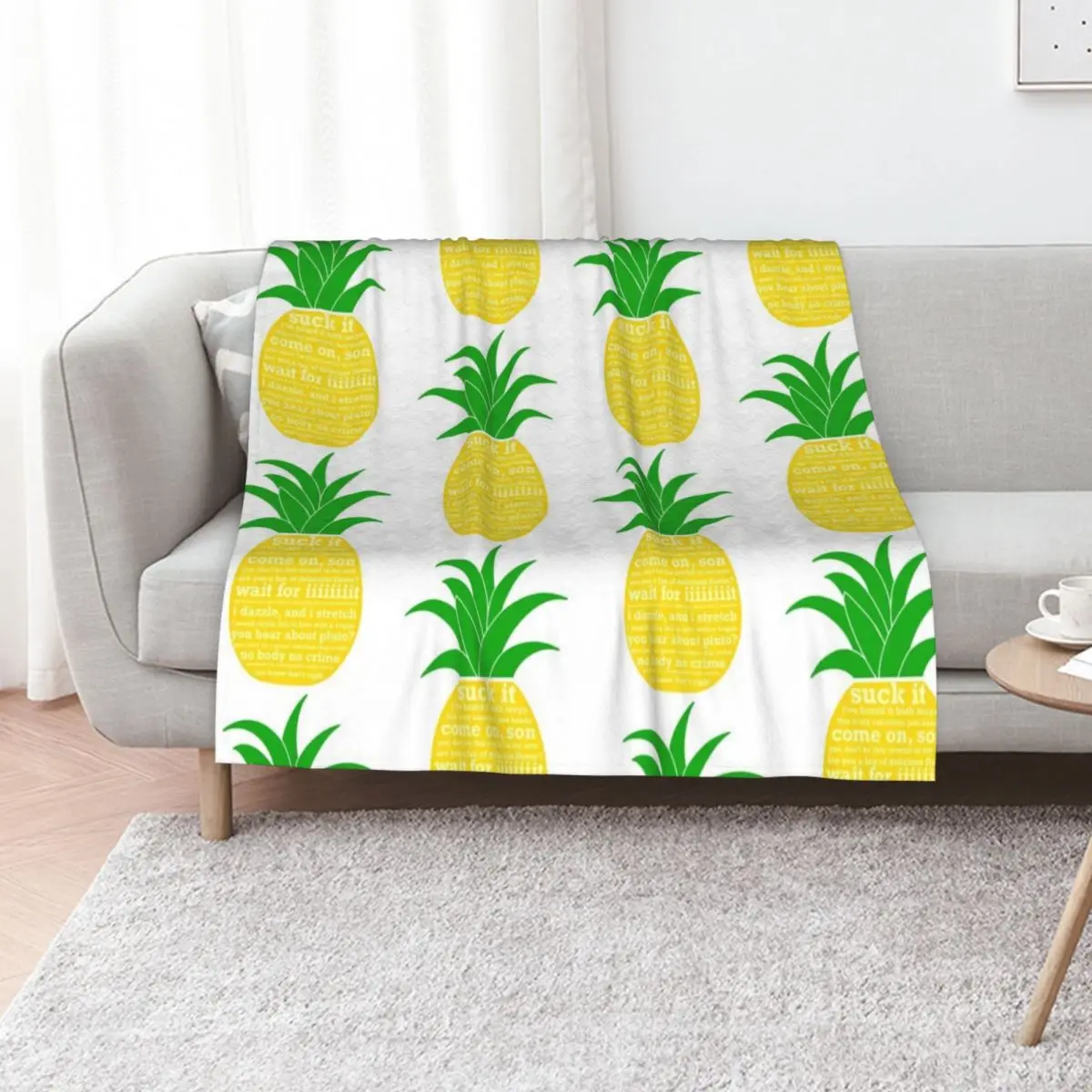 Psych Quotes Pineapple Throw Blanket Stuffeds Flannels Tourist Cute Plaid Kid'S Large Blankets