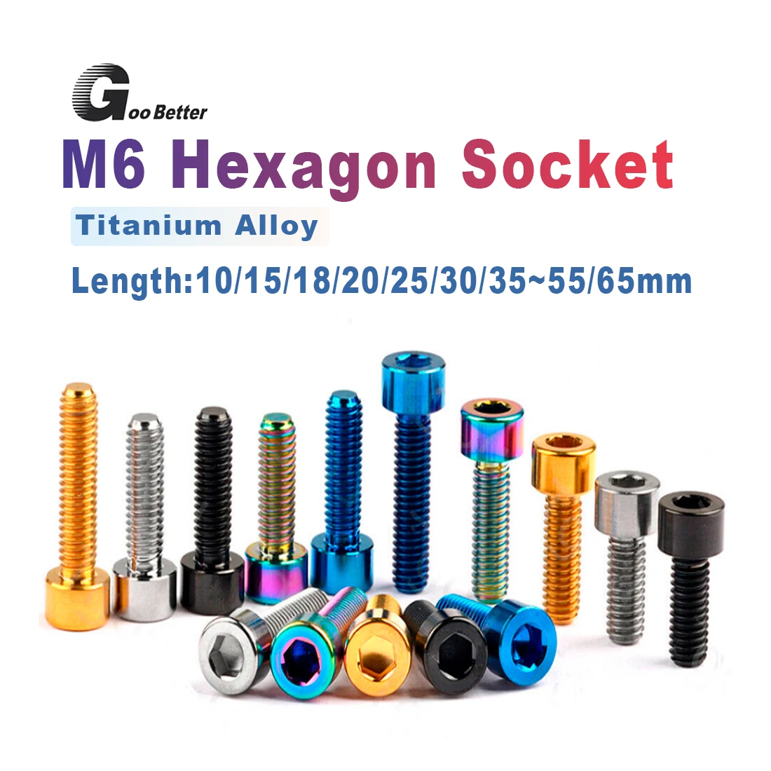 

1PCS Titanium Bolt M6x10 ~ 65mm Allen Key Head Ti Screws for Bicycle Motorcycle Car
