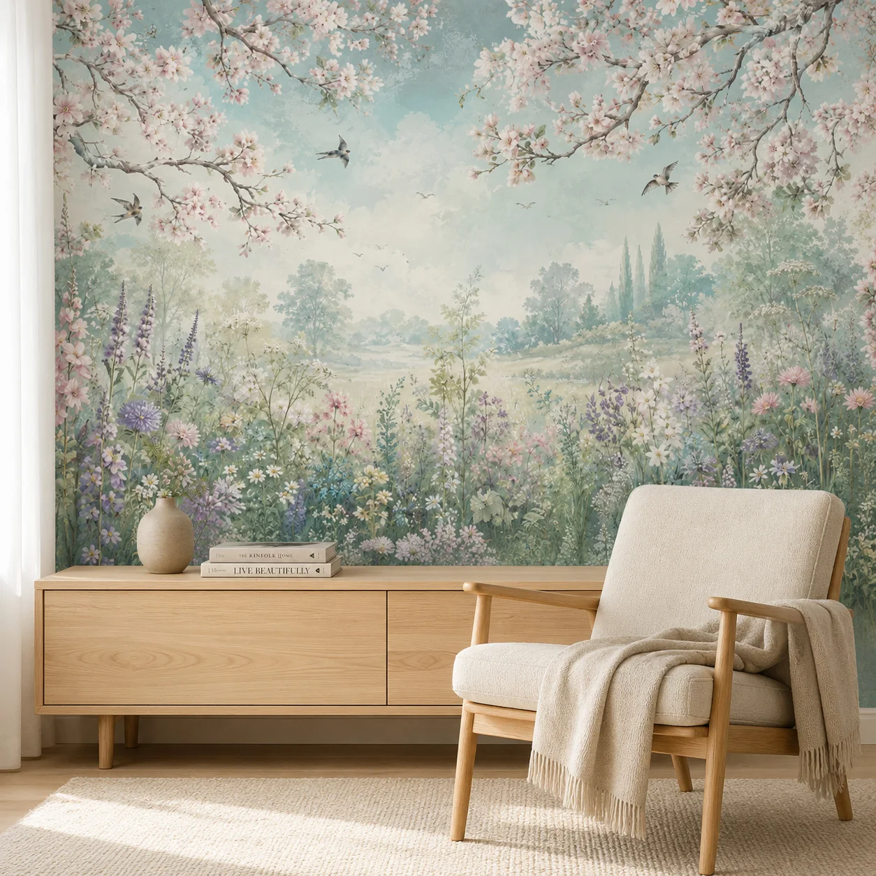 papier-peint-mural-pastel-wildflower-meadow-fleurs-de-cerisier-oiseaux-salon-chambre-a-coucher-non-auto-adhesif-colle-requise