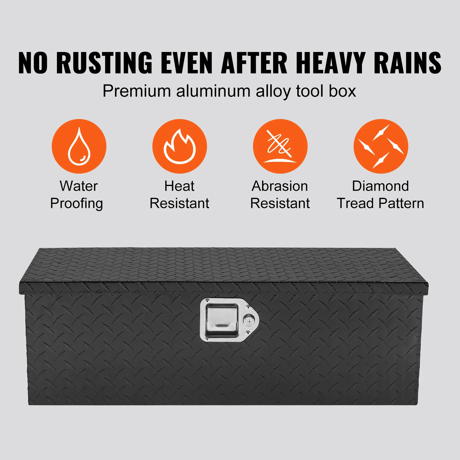 SucceBuy Heavy Duty Aluminum Truck Bed Tool Box, Diamond Plate Tool Box with Side Handle and Lock Keys for Pickup, Truck Bed, RV