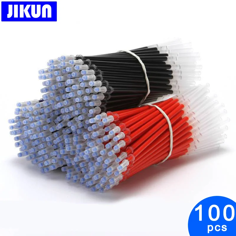

100PCS Gel Pen Refill Students supplies Black Blue Red ink Color 0.5mm Ballpoint pen Bullet Tip School Office Stationery