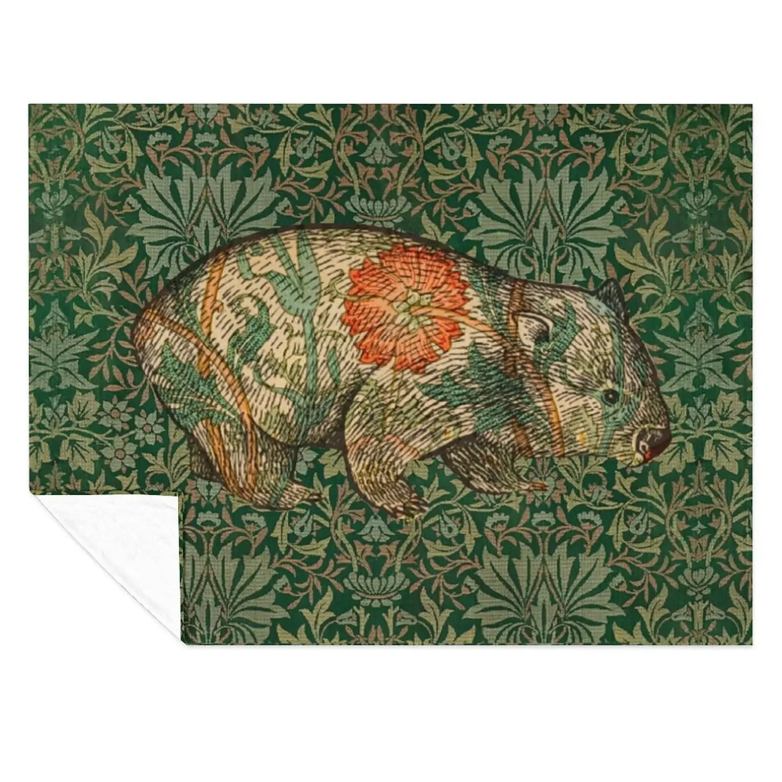 

Rossetti's Wombat in Green Flower Garden Throw Blanket Hairy Luxury Cute Soft Blankets