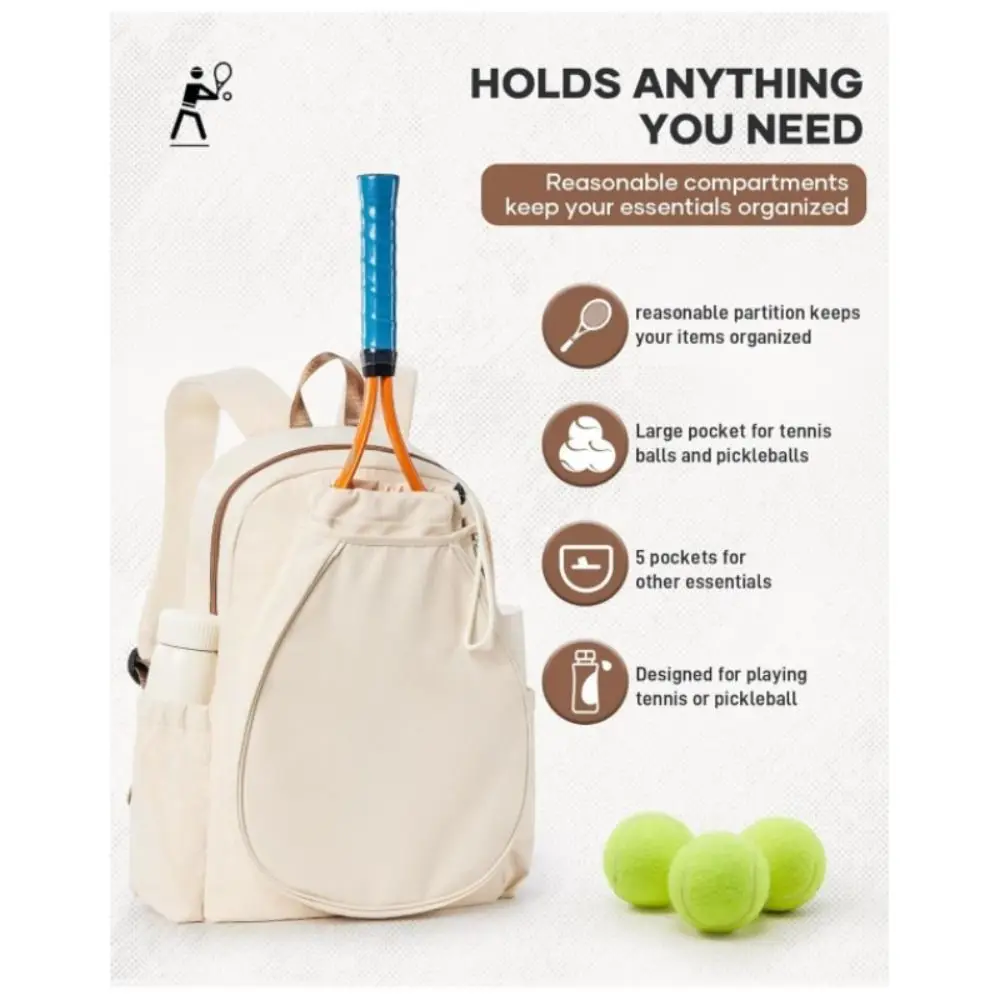 

Lightweight Pickleball Bag Dry-wet Separation Large Capacity Tennis Backpack Compartment Pickleball Paddle Bag Travel