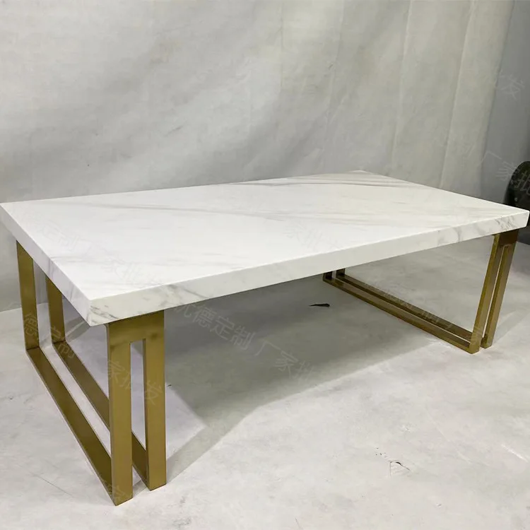 Marble countertop gold-plated stainless steel feet  rectangular coffee table