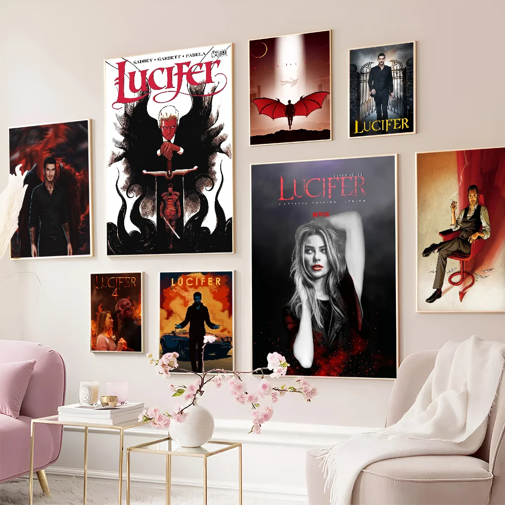 

Lucifer TV Serie Self-adhesive Art Poster Waterproof Paper Sticker Coffee House Bar Posters Wall Stickers