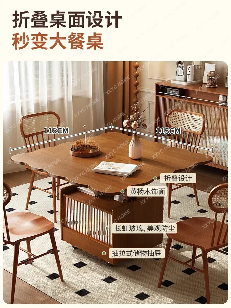 Folding lift coffee table dining table dual-purpose movable tea table