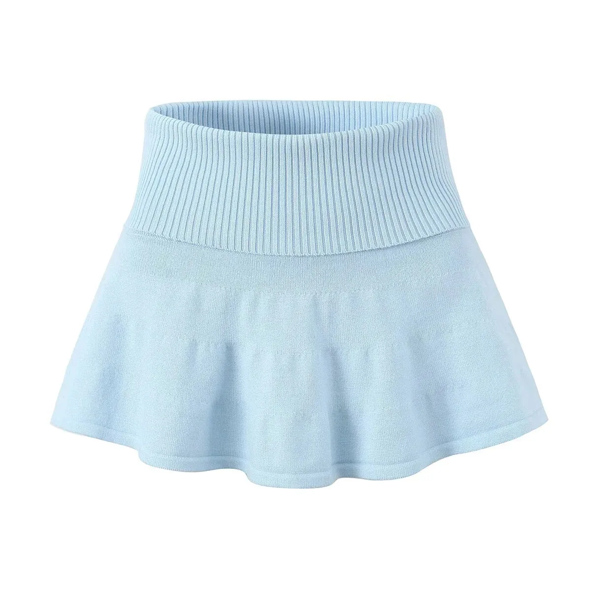 

American Fashion Casaul Style Mini Skirt Elegant Sexy College Style Knitted Autumn New Low Waist Pleated Solid Color Skirt 5NCF