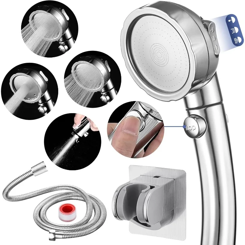 

High Pressure Shower Head with Pause Button, 3 Spray Modes Shower Head for RV Camper