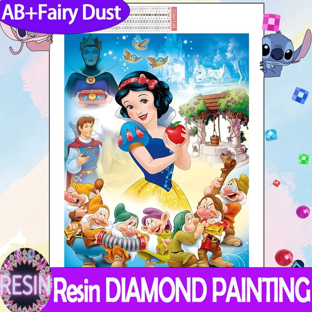 Смола AB Фея пыль Дисней DIY Алмазная мозаика Белоснежка и семь гномов Полная дрель Мультяшный настенный декор Ручная работа Подарочное ремесло