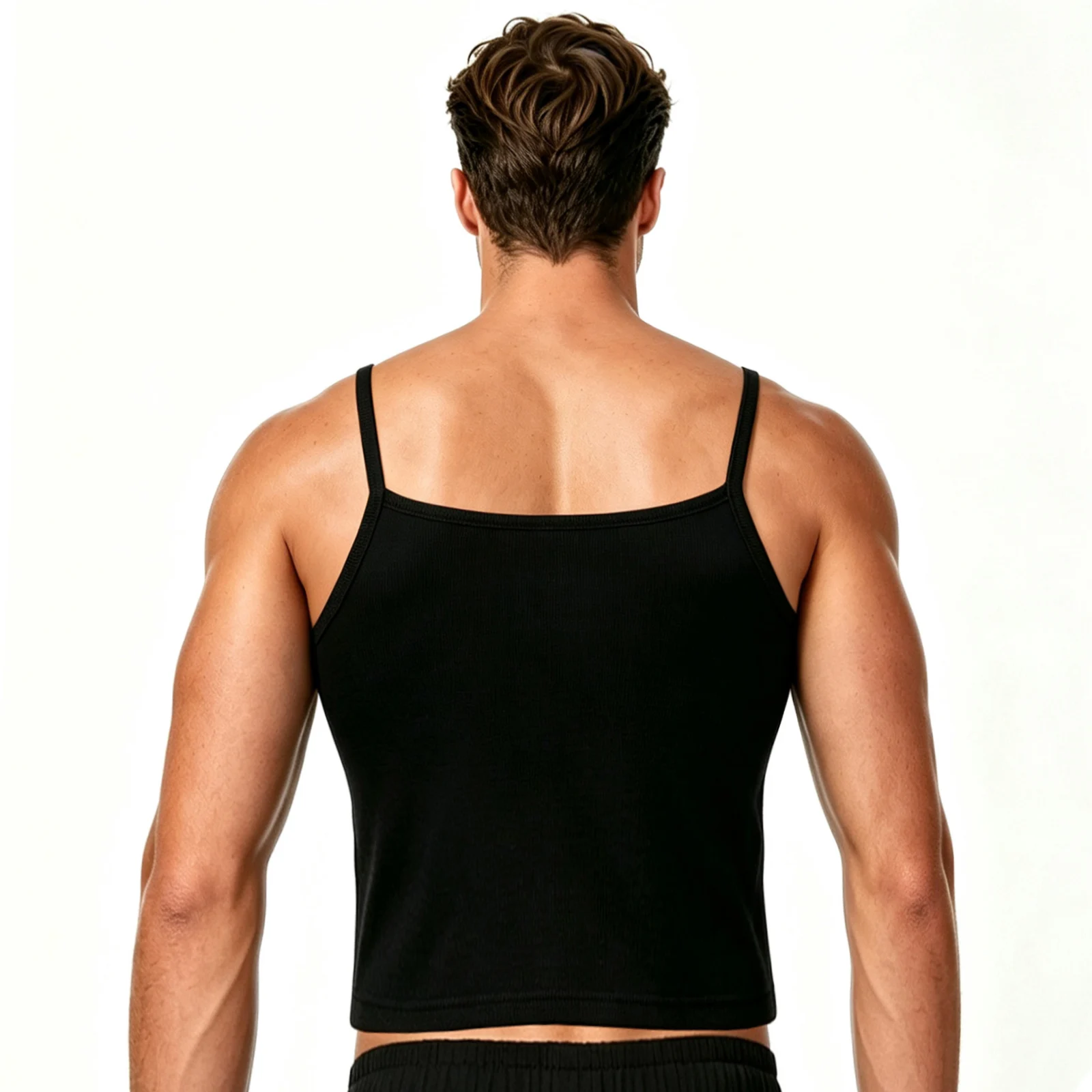 Sport-Crop-Tanktop für Männer, Geripptes Athletisches Muskel-Unterhemd, Trägerlos, Ärmellos, für Fitness, Bodybuilding, Sommer, Slim Fit, Workout, Jogging – Detail 7