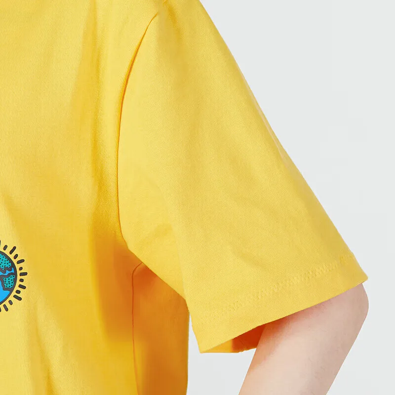 Adidas NEO Yellow Trendy Short - length T - shirt. With Artistic Patterns and Comfortable Cotton Fabric, It's a Fashion Item for