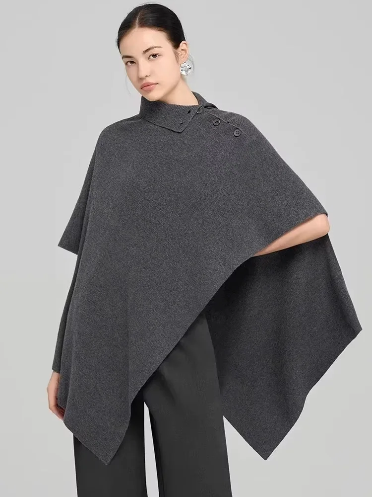Hot Selling Cape Versatile Women's Shawl Pullover Sweater Autumn Winter 100% Merino Wool Poncho Bohemia Pullover Irregular Knit