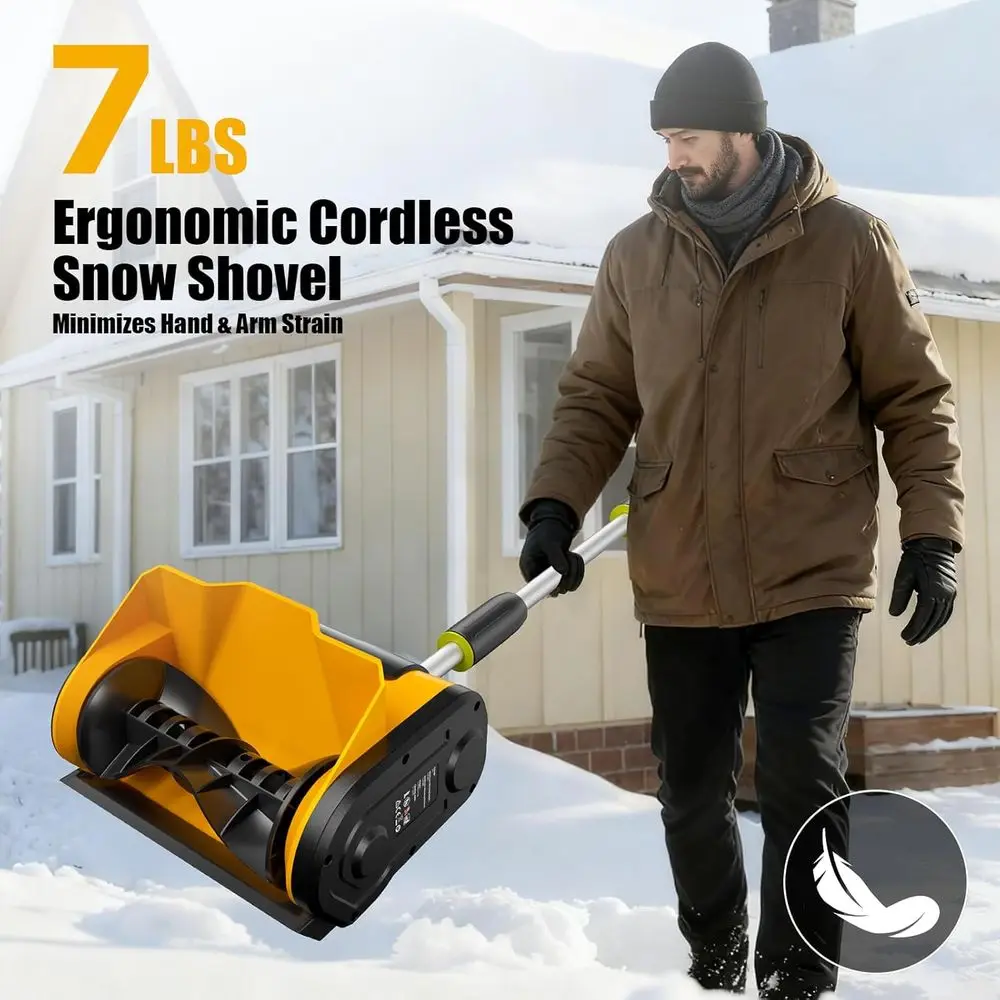 منفاخ ثلج كهربائي 12 لاسلكيًا مع رمي 20 قدم، مقبض قابل للتعديل، مفتاح أمان للممر، سطح السفينة، الفناء، الخطوات #4