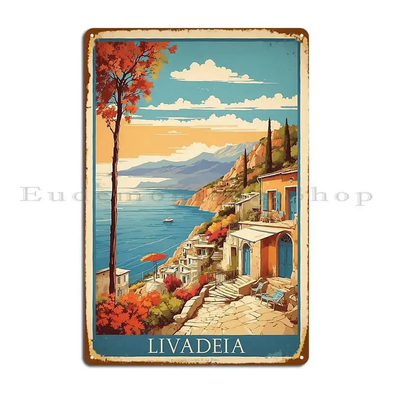 Dafni-Póster de señal de Metal con estampado de Turismo de viaje Vintage de Grecia, Mural de pared oxidado, diseño clásico de estaño