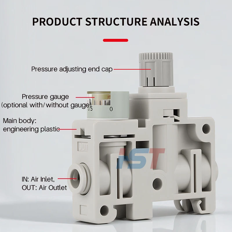 HST Industrial Miniature Pressure Regulator ARM5SA Series Manifold Mounted Mini Control Valve for Air Pump Pneumatic System