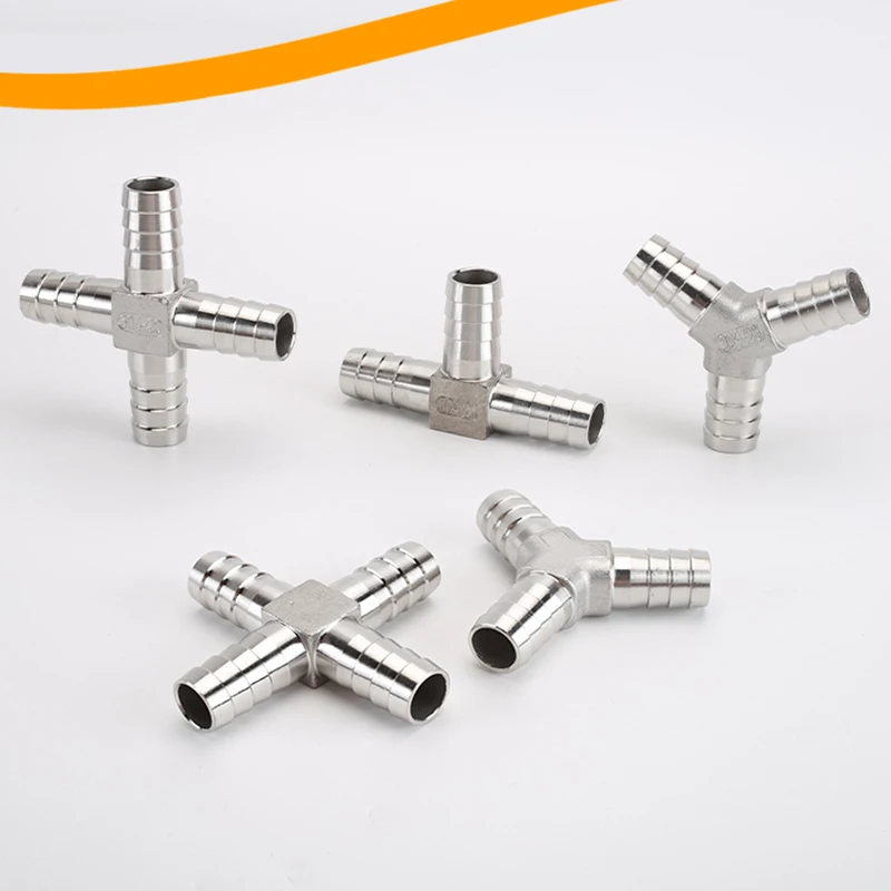 Hose Barb 304 Stainless Steel Hose Tail Barb Connectors 6mm 8mm 10mm 12mm T Type Y Type Pipe Fitting Pagoda Tail Barb Connector