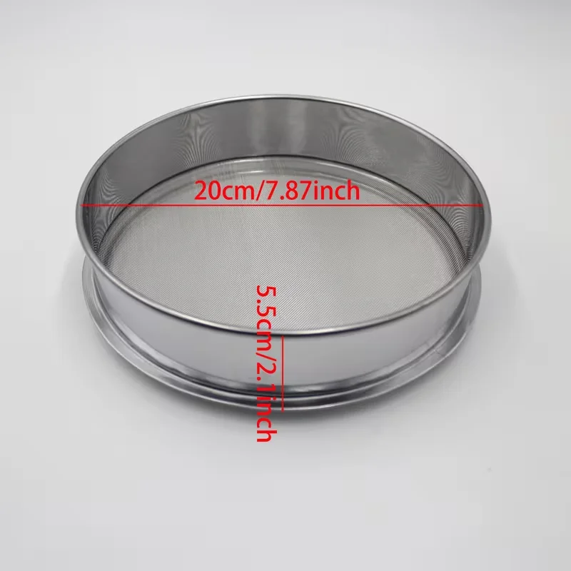 304 stainless steel mesh, 7.87 inches, gardening soil sieve, suitable for fine particle filtration, laboratory testing