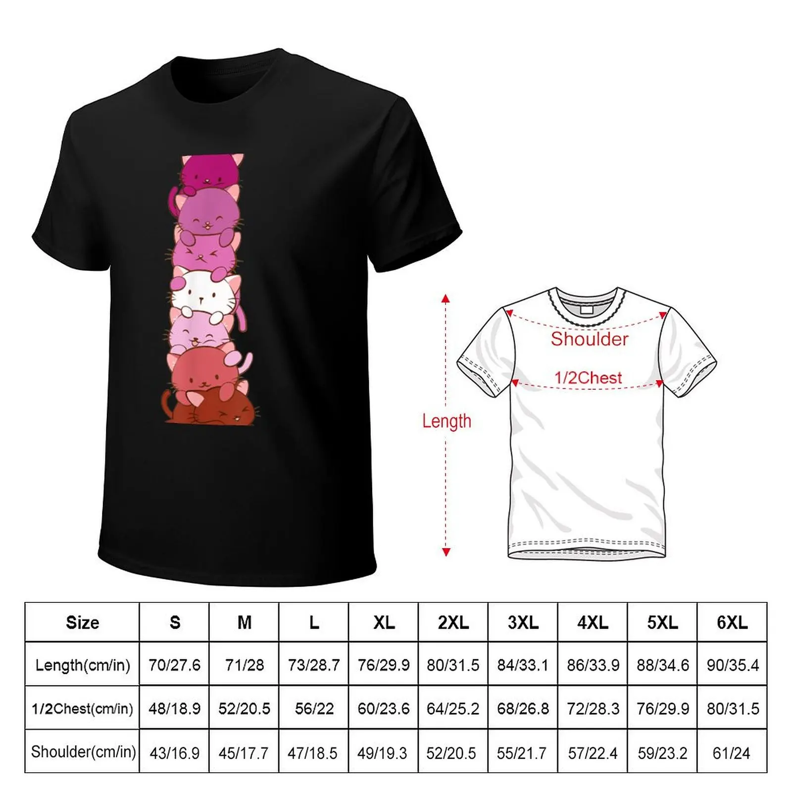 Lesbian Pride Flag Cute Pink Kawaii Cat Stack Anime Art T-Shirt essential t shirt T-Shirt