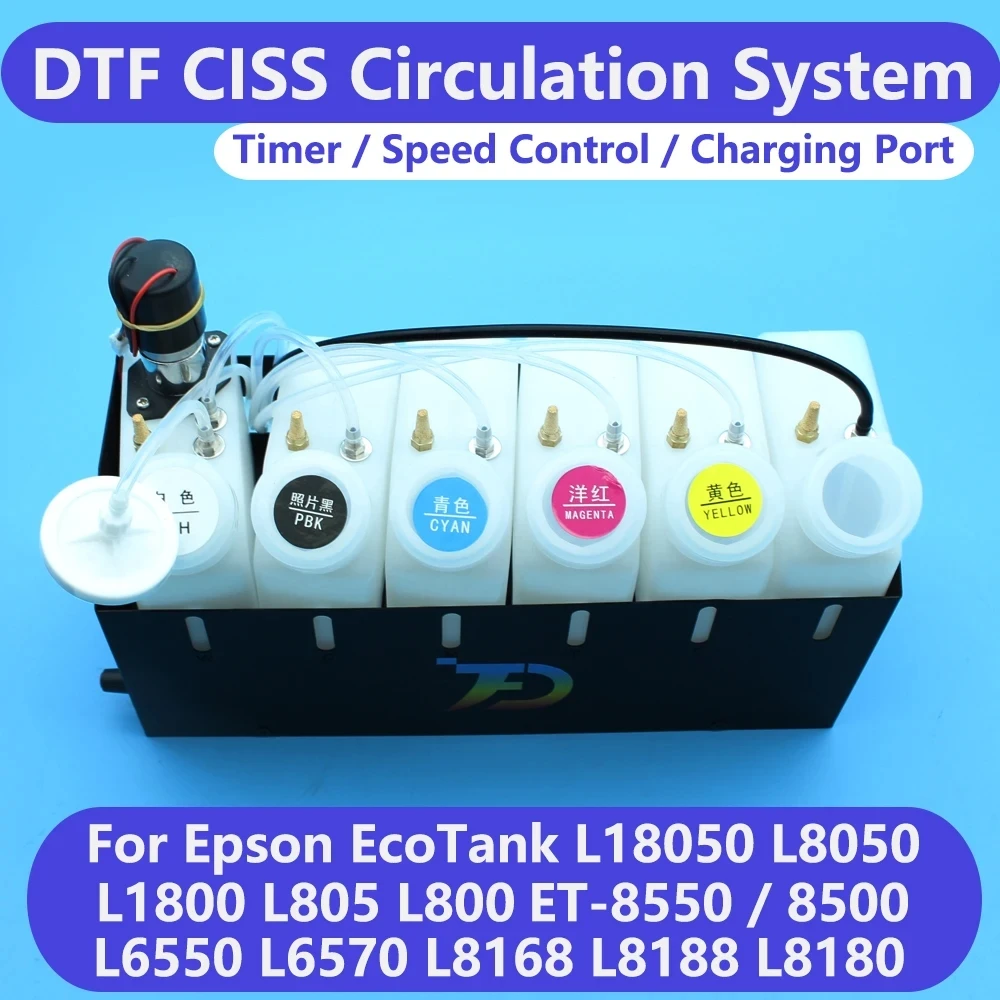 Imagem -03 - Circulação de Tinta Branca Sistema Ciss Dispositivo Dtf para Epson Et8550 L1800 L800 L805 L18050 L8050 Xp600 8500 Agitador de Tinta Misturador Temporizador Branco