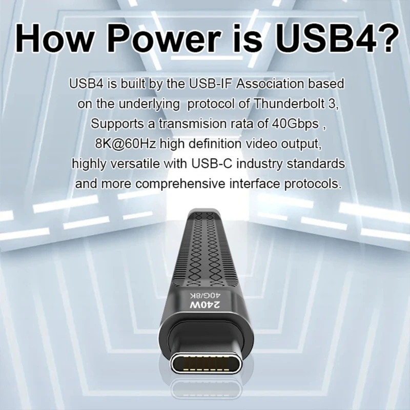 สาย USB4 240W ชาร์จเร็ว Type C ถึง Type C รองรับการถ่ายโอนข้อมูล 40Gbps