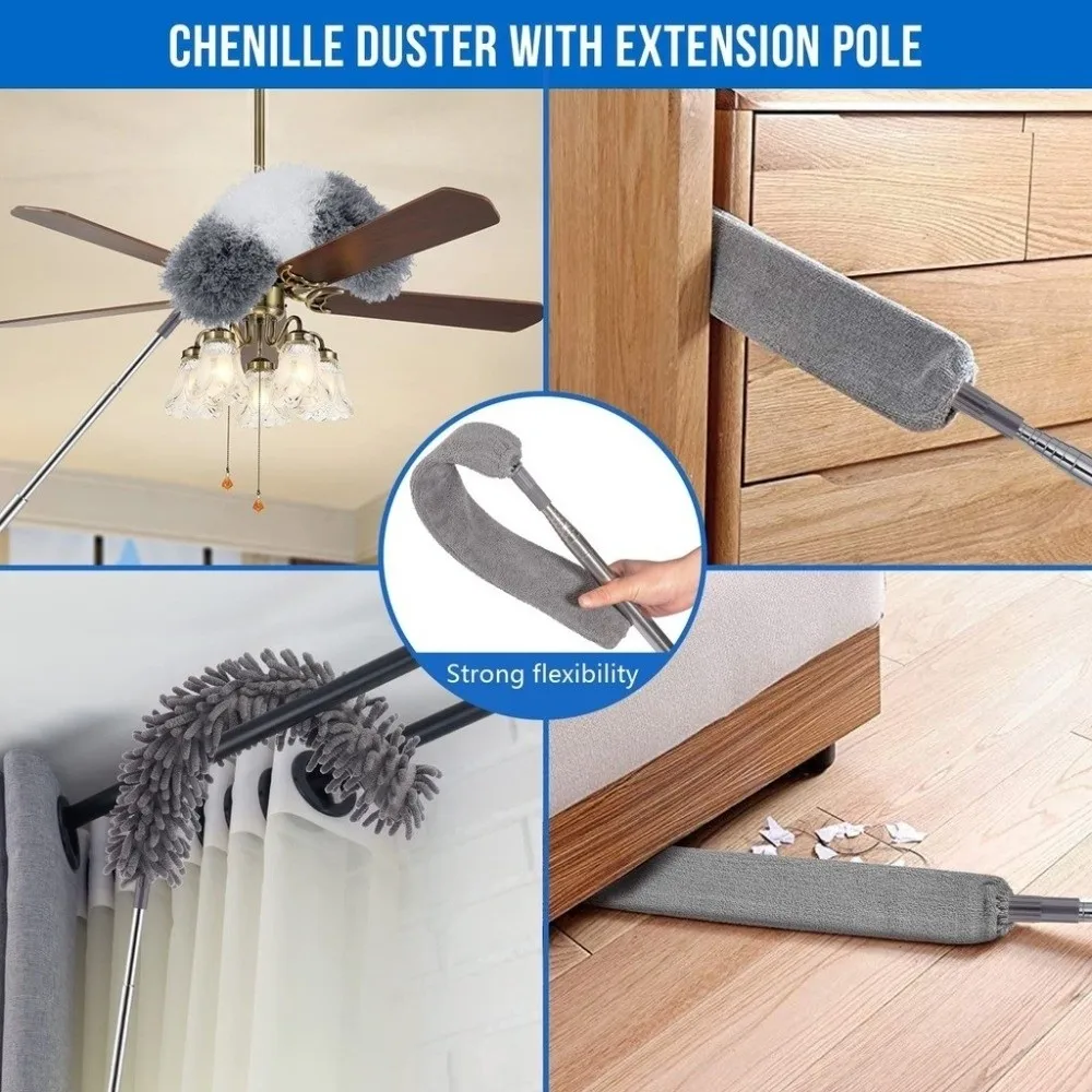 

Cobweb Removal Microfiber Duster Kit Washable Dust Cleaning Ceiling Cleaning Extension Pole Long Reach Telescopic Duster
