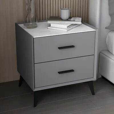 Bedside table Light luxury leather technology cloth Nordic modern simple small solid wood bedside cabinet Bedside storage small