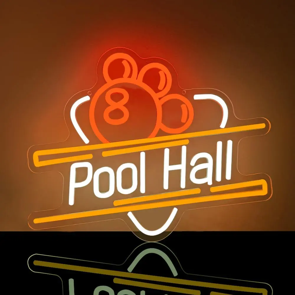 

Pool Hall Neon Sign Pool Table LED Neon Light Sign for Game Room Bedroom Home Bar Club Party Man Cave Gift Dimmable USB Powered