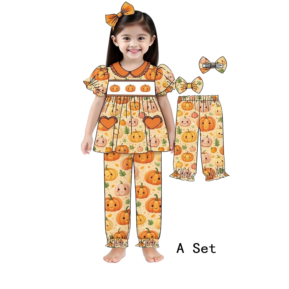 

Лидер продаж, серия детской одежды на День Благодарения, осенний бутик, костюм для маленьких девочек, длинные штаны с длинными рукавами, костюм с сердечком и карманом