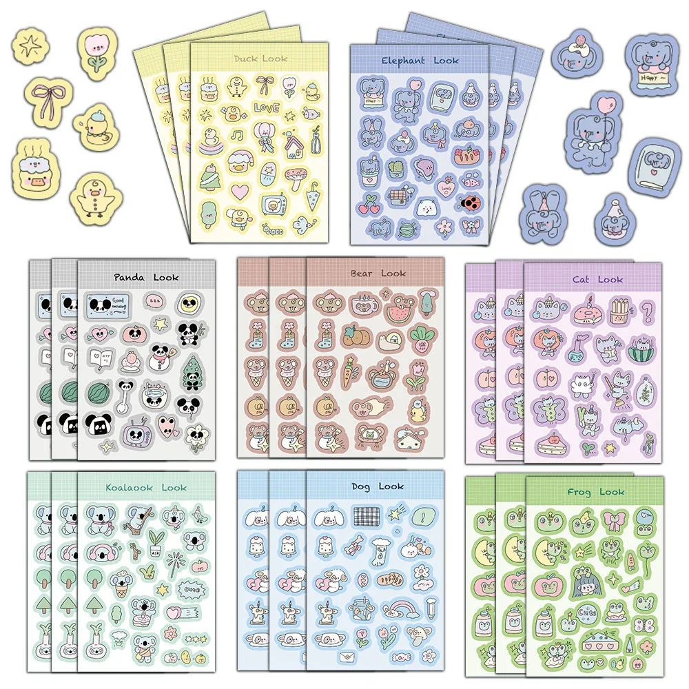 

8PCS Creative Animal Series Stickers Cute Waterproof Hand Account Material Hand drawn Characters Gooka Stickers