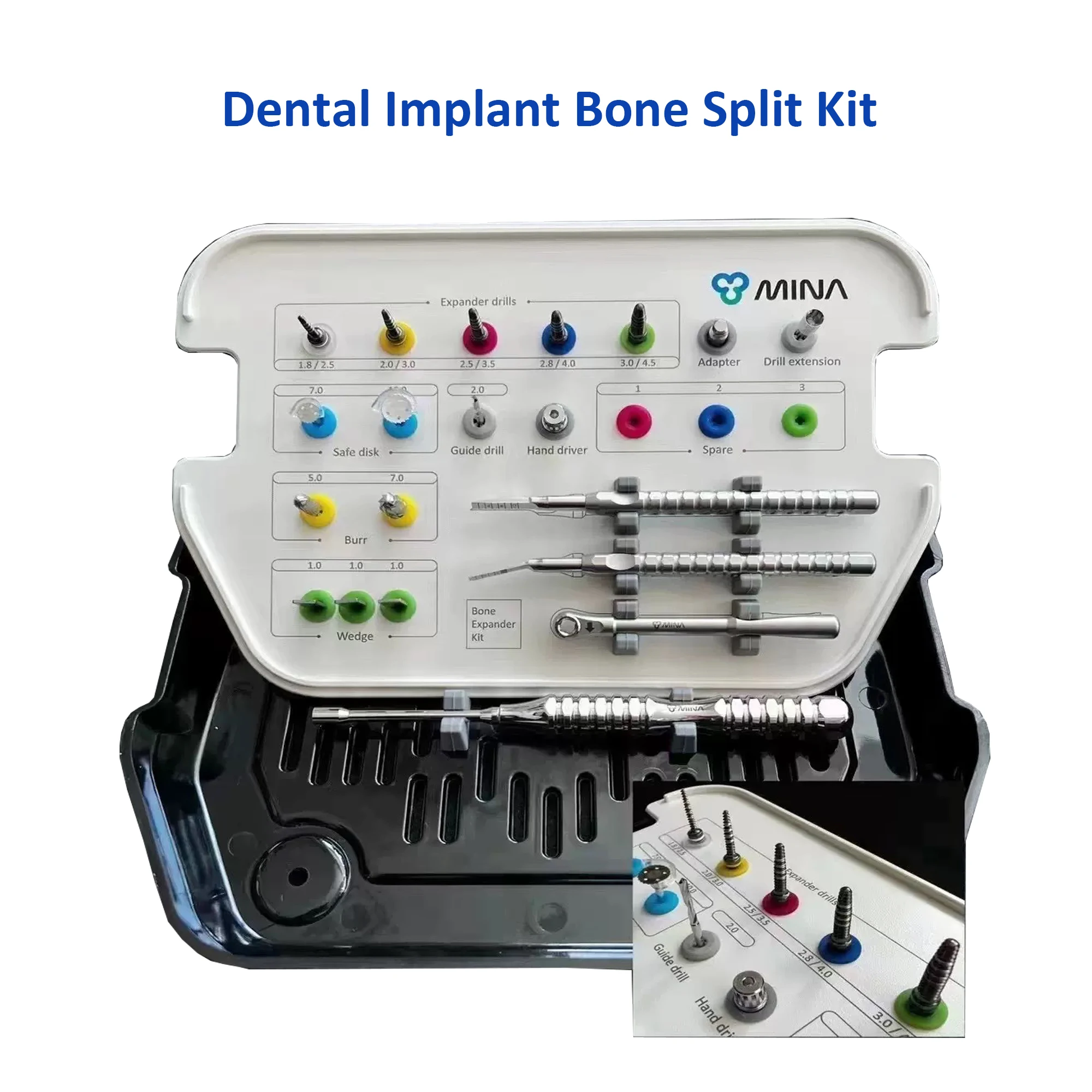 Original Made in Korea MINA Bone Split KIT MINA Bone Splitting Bone Extrusion Tool Box for Dental Implant Used