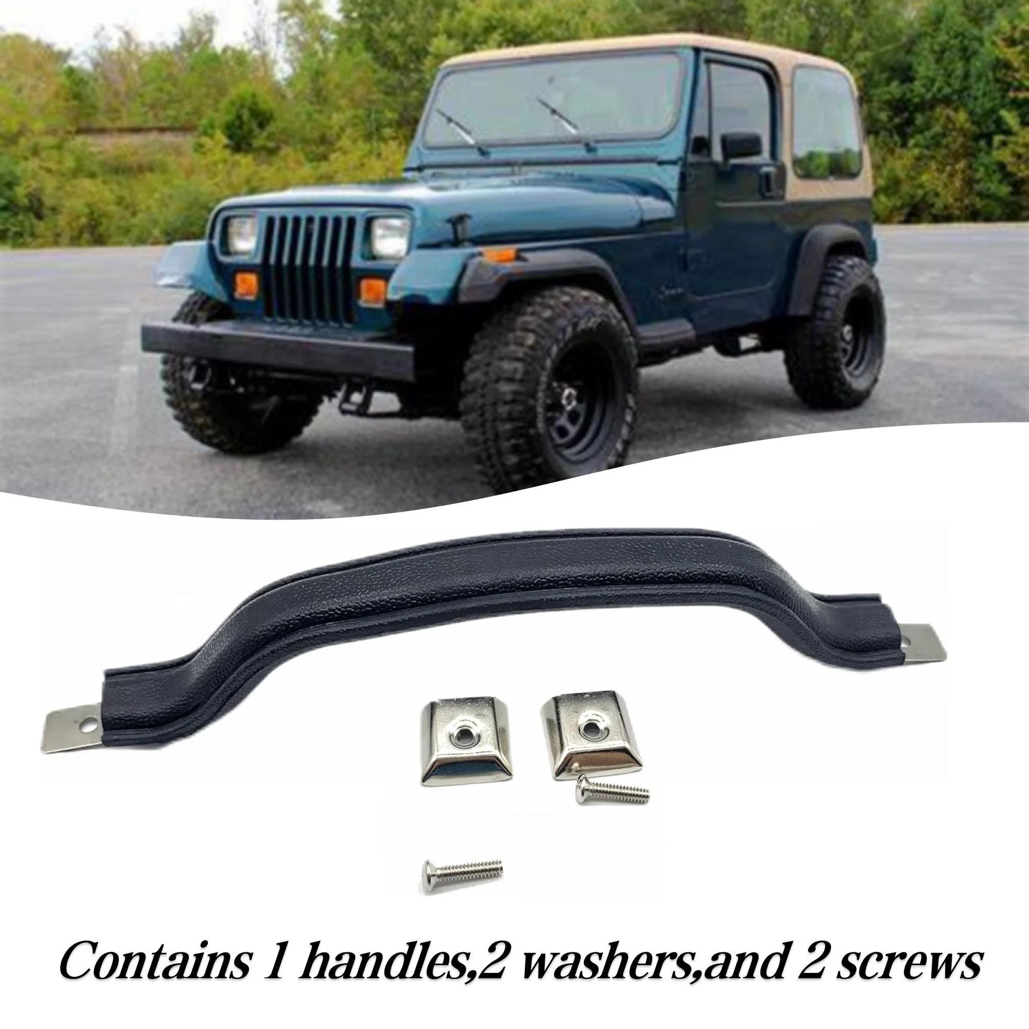 Pasek do holowania klamki wewnętrznej dla Jeep Wrangler YJ 1987-1995 Przednie czarne wykończenie Wymień 55009801 K