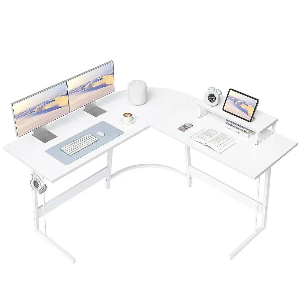 

L Shaped Desk, Computer Corner Desk, Gaming Desk With Monitor Stand, Home Office Study Writing Workstation, Space-Saving（47 H