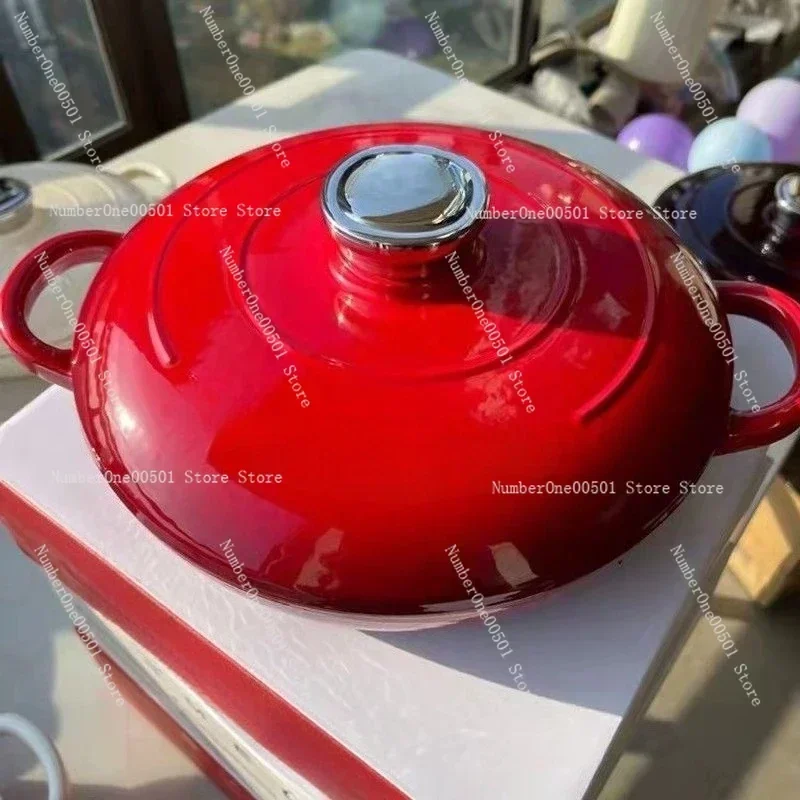 For Induction Cooktop Multi Use Stove Compatible Soup Stew Pot with Even Heat Distribution Enameled Cast Iron view 5