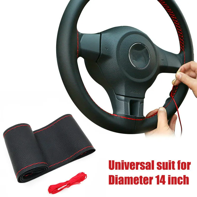 1Pc Car steering wheel cover Genuine Leather Hand stitching for Toyota Corolla Avensis Yaris Rav4 Auris Hilux Prius Prado Camry