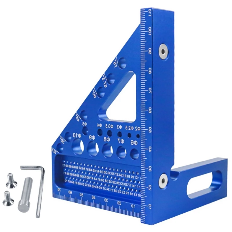 Woodworking Square Protractors, 45/90 Degree CarpenterSquare Aluminum Miter Woodworking Ruler, Triangles Ruler Scriber
