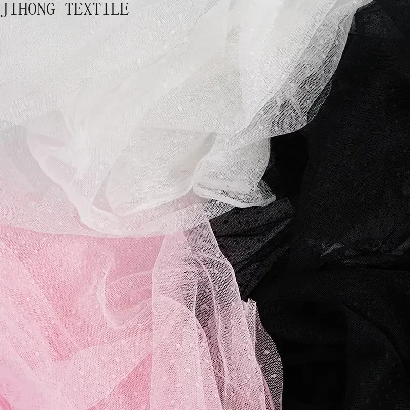 1m Cute Dot Lace Mesh Jacquard Fabric Tulle for Dress Mosquito Net Patchwork Needlework DIY Material Home Textile Curtain Decor