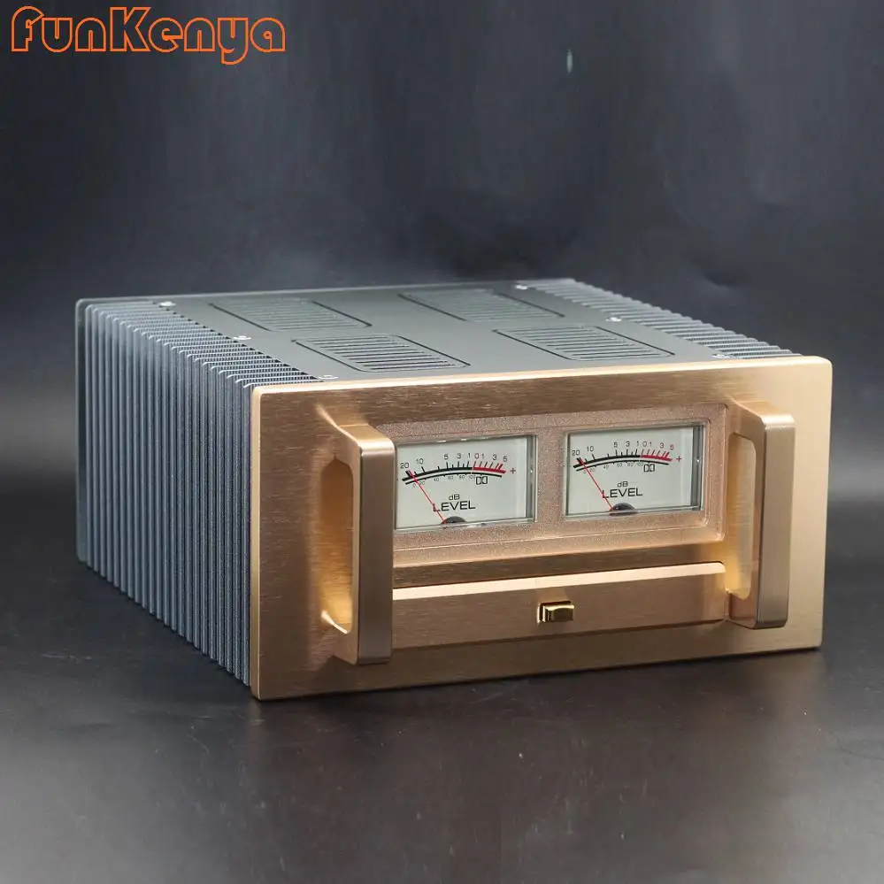 Quality Class A W240 H120 D246 DIY Gold Rear Case Dual VU Meters Power Amplifier Chassis Preamp Hi End Shell Audio Decoder Box