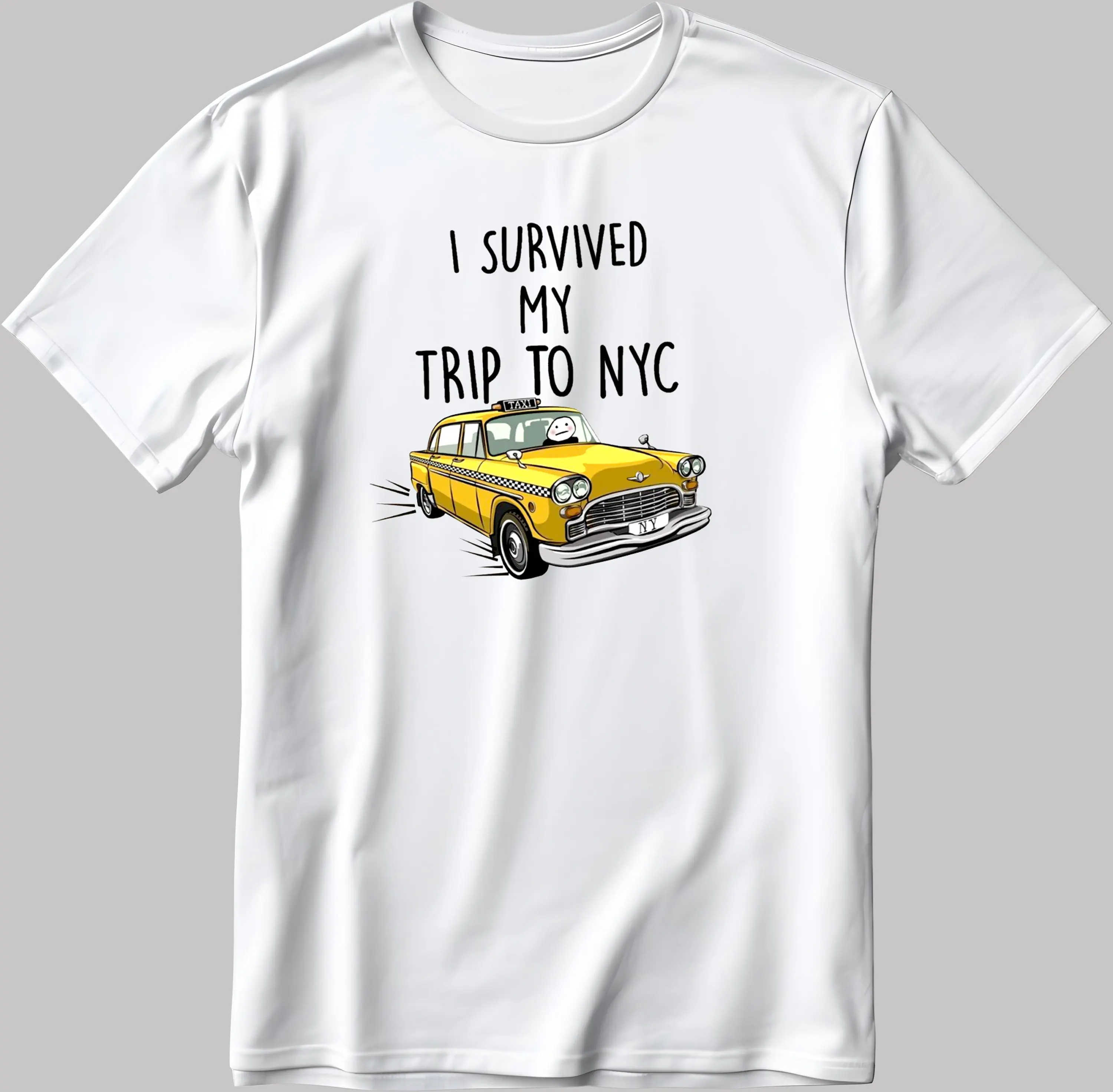 I Survived My Trip To Nyc Yellow Taxi White Black T Shirt F102